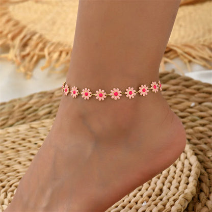 Summer New Daisy Flower Chain Anklets for Women Trendy Beach Starfish Shell Beads Anklet Bracelet On Leg Foot Chain Boho Jewelry