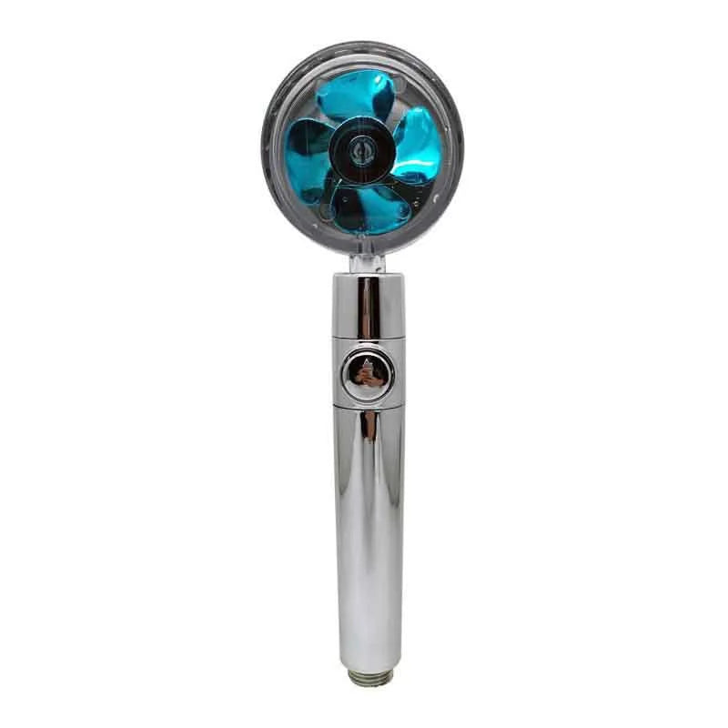 High Pressure Shower Head Rainfall Water Saving 360 Rotating Twin Turbo Propeller Fan Showerhead Bathroom Accessories