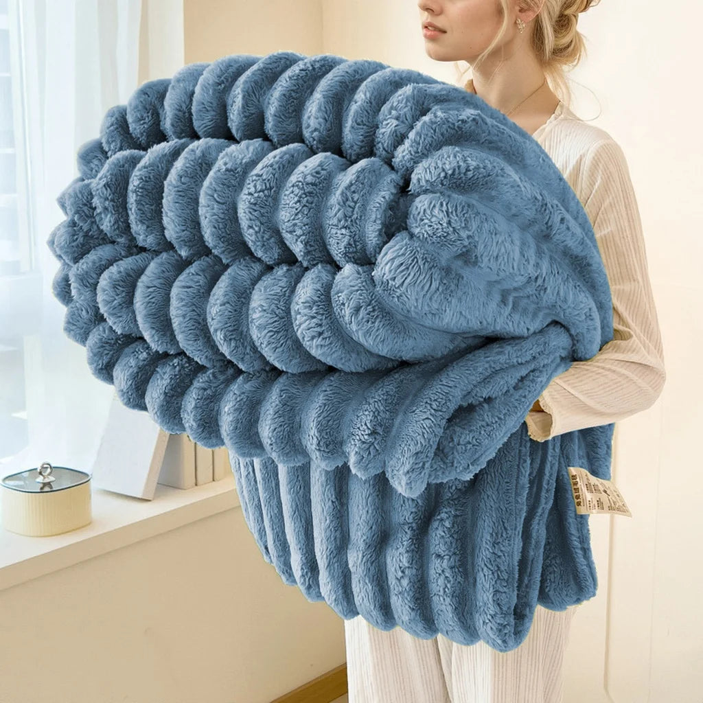 Solid Color Single Layer Flannel Blanket, Nordic Minimalist Home Sofa Throw