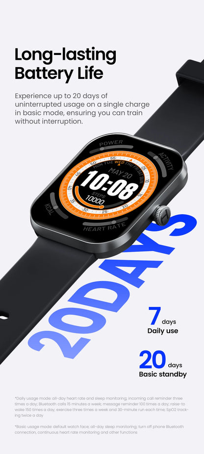 HAYLOU Watch S6 Smartwatch 2.01" HD Display Smart Watch Bluetooth Voice Callings IP68 Waterproof Fitness Tracking Smartwatch