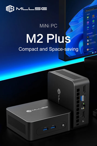MLLSE  Mini PC M2 Plus Intel Celeron 5205U Processor 8GB RAM 256GB ROM WiFi 5 BT4.2 Windows 11 Pro Desktop Computer