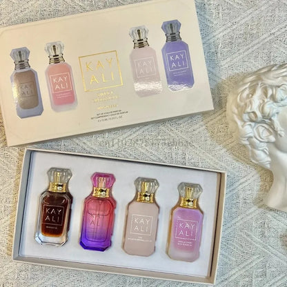 KAYALI Unisex Eau De Parfum Set 4x10ml Long Lasting Floral Fruity Musk Vanilla Royale Mini Travel Perfume Collection