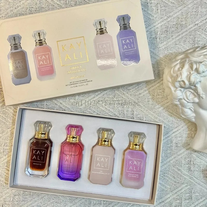 KAYALI Unisex Eau De Parfum Set 4x10ml Long Lasting Floral Fruity Musk Vanilla Royale Mini Travel Perfume Collection