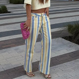 Red Striped Straight-Leg Pants