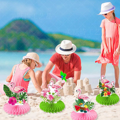 Hawaiian Theme Party Decoration Summer Flamingo Honeycomb Ball Table Oranments Tropical Beach Parti Aloha Wedding Birthday Decor
