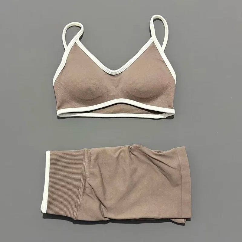 2Pcs HISTELLO Ignite Sculpt Sports Set Naked Feel Tummy Control Cross Bra Scrunch Hip Lifting Yoga Pilates Running Fitness Sets