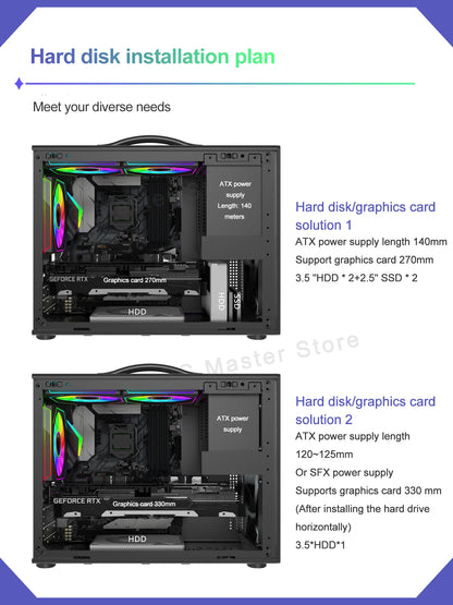 Power Train X-GAMERX M1 Handheld Portable Computer Case Side Transparent MINI Game MATX Desktop Chassis