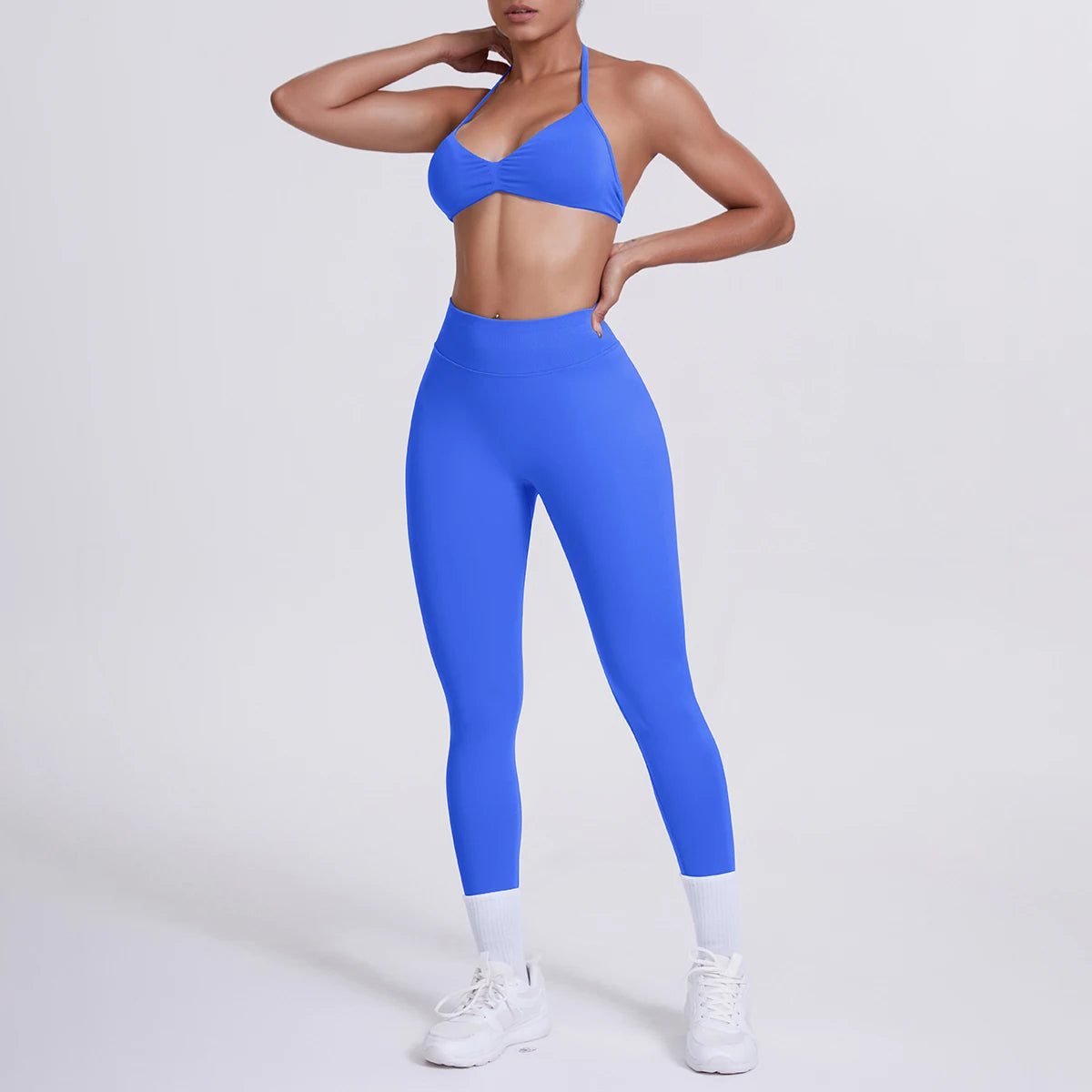 Women 2pcs Patchwork Sport Yoga Suit Training Sleeveless Sport Gym Tops Tummy Control Slimming Booty Leggings Yoga Suit Sports