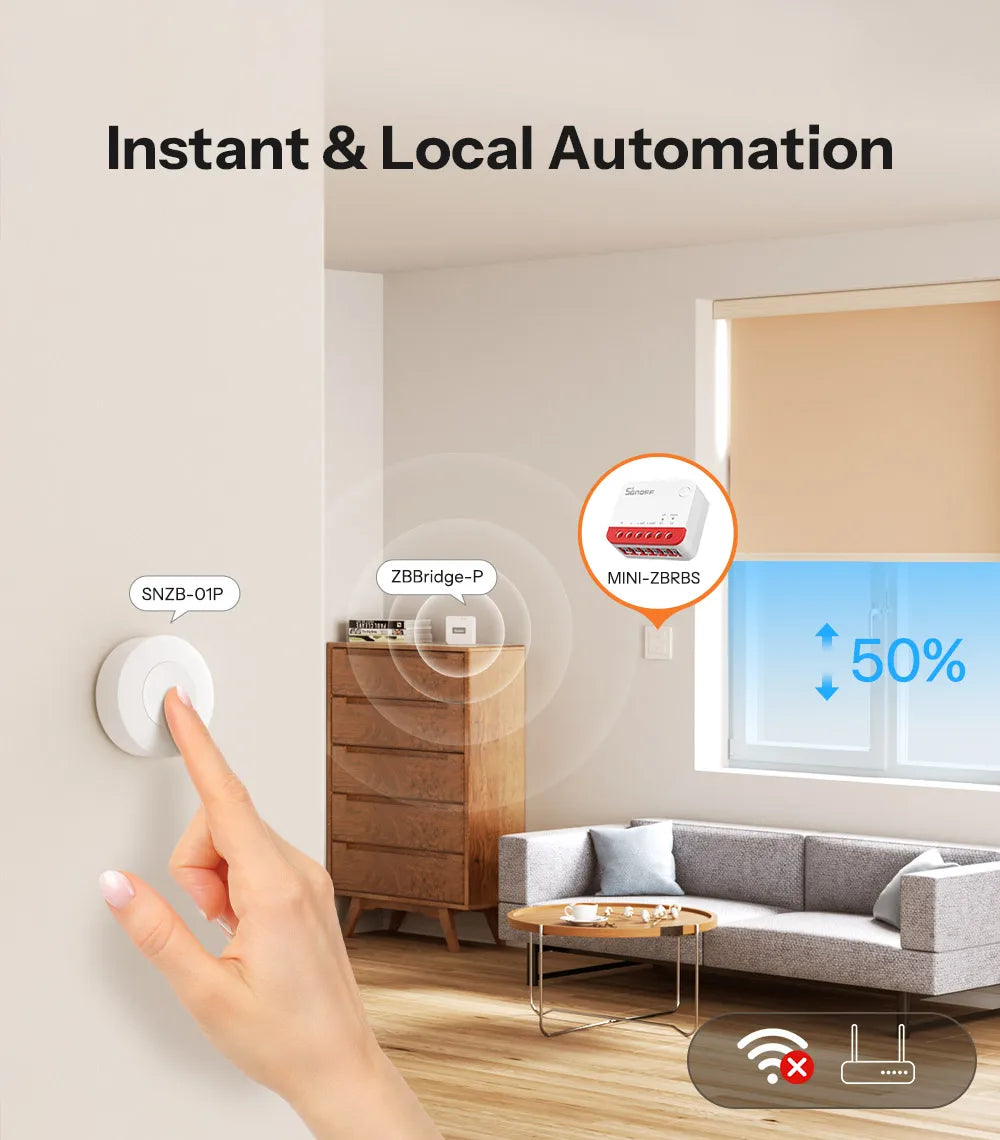 SONOFF MINI-ZBRBS Zigbee Smart Roller Shutter Switch Zigbee Local Scene Signal Booster Transform Curtains eWeLink Via ZigBee Hub