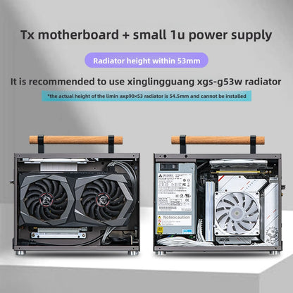 P16 ITX Case All-Aluminum A4 Small Portable Mini Laptop Desktop Computer 1U Power Supply
