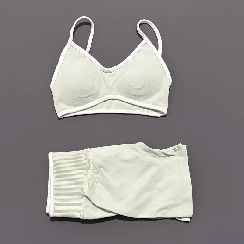2Pcs HISTELLO Ignite Sculpt Sports Set Naked Feel Tummy Control Cross Bra Scrunch Hip Lifting Yoga Pilates Running Fitness Sets