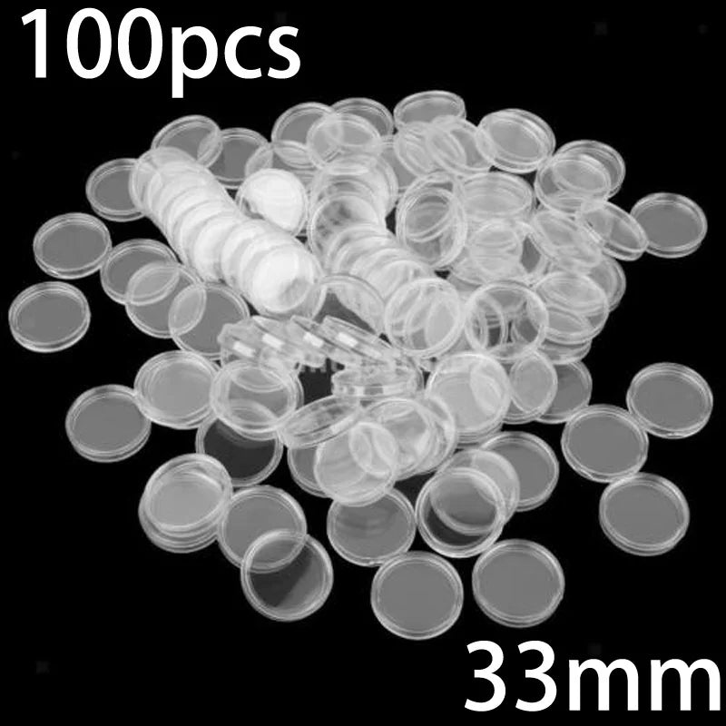 100Pcs 16-40mm Transparent Round Coin Storage Box Capsules Collection Coin Holder Containers Coin Capsule Case Supplies Gifts