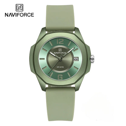 NAVIFORCE NF7107 Watch for Women Silicone Strap Classic Fashion 5ATM Waterproof Ladies Elegant Watch