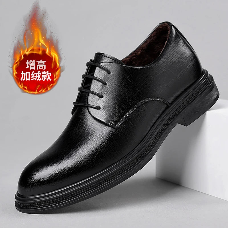 Mens Black Vintage Genuine Leather Lace Up Formal Business Office Groom Wedding Daily Wear Dress Shoes Simple British Style