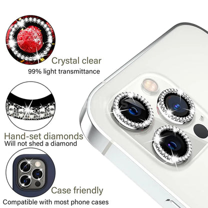 9D Diamond Lens Protector For iPhone 17 Pro Max Air Camera Tempered Glass Compatible with iPhone 14 15 16 Pro Max Ring Cover Cas