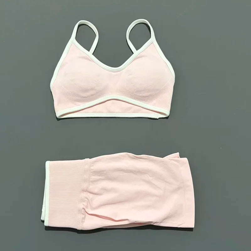 2Pcs HISTELLO Ignite Sculpt Sports Set Naked Feel Tummy Control Cross Bra Scrunch Hip Lifting Yoga Pilates Running Fitness Sets