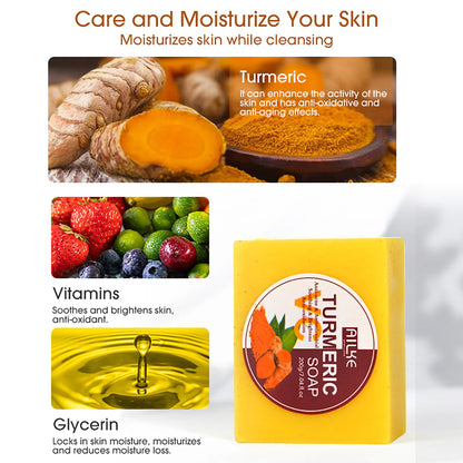 Organic Turmeric Skin Care Kit, Brighten, Clean, Remove Darkness, Spots, Acne, Lighten, Hydration, Exfoliate, Even Skin Tone