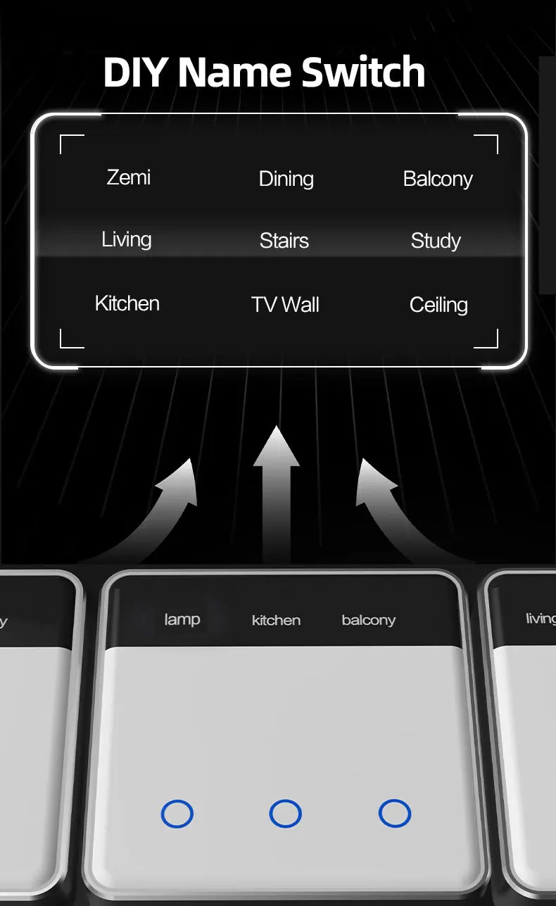 Zemismart DIY Name Switch EU Type Zigbee Smart Display Screen Touch Light Switch Works with Tuya Alexa Google Home Voice Control