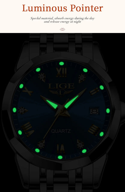 LIGE Elegant Ultrathin Nordic Simple Style Quartz Movement Women's Wristwatch Fashion Stainless Steel Bracelet Belt Woman Watch