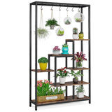 Tall Metal Plant Shelf with Hooks — view 6