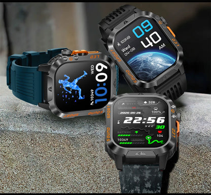 2026 New 1200 mAh Battery Military Smartwatch Men 5ATM Waterproof Fitness Tracker Health Heart Rate Smart Watch For iOS Android