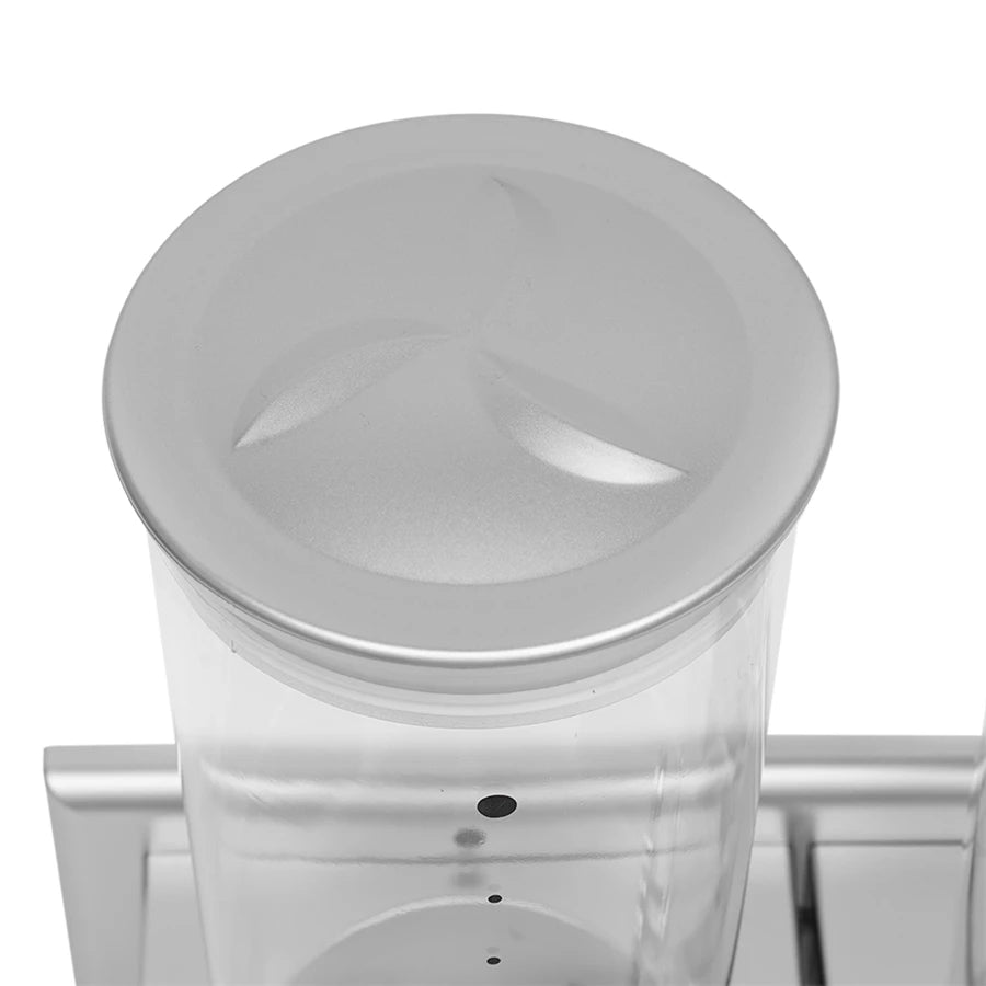 Wall-mounted 2 Barrel Cereal Dispenser, Food Grain Storage Tanks, Cereal Distributor with 2 Cups, Coffee Beans Rice Container