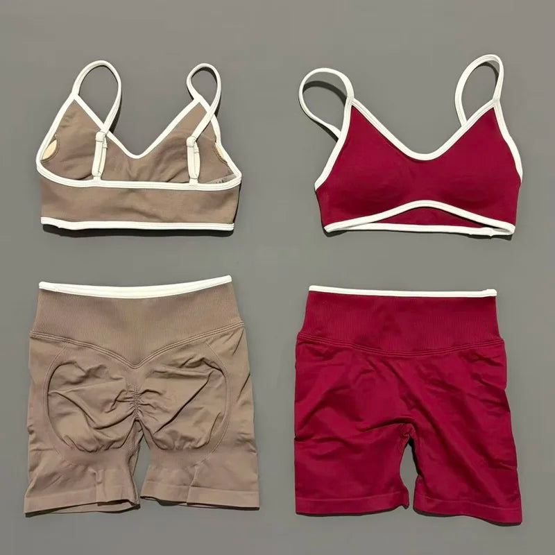 2Pcs HISTELLO Ignite Sculpt Sports Set Naked Feel Tummy Control Cross Bra Scrunch Hip Lifting Yoga Pilates Running Fitness Sets