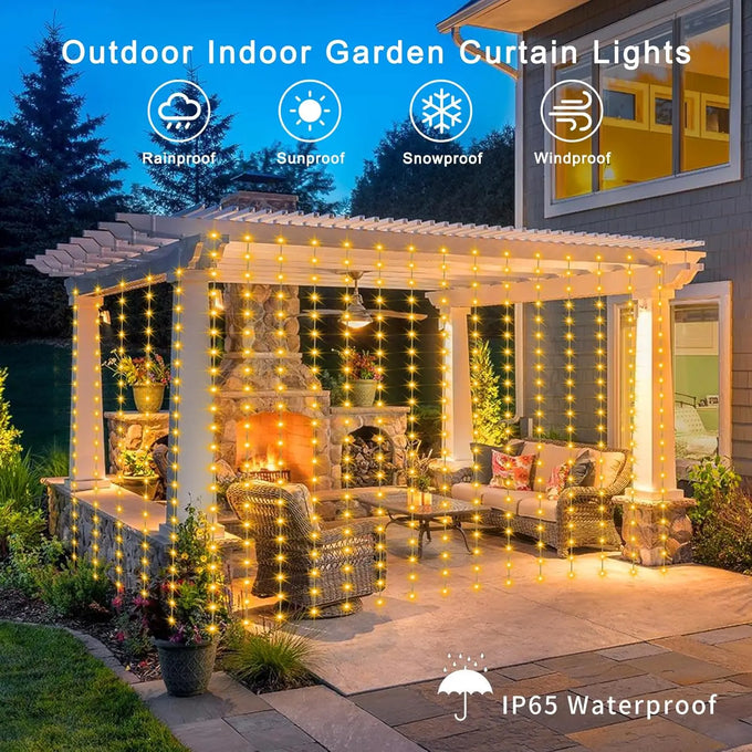 Solar Curtain String Lights — product image