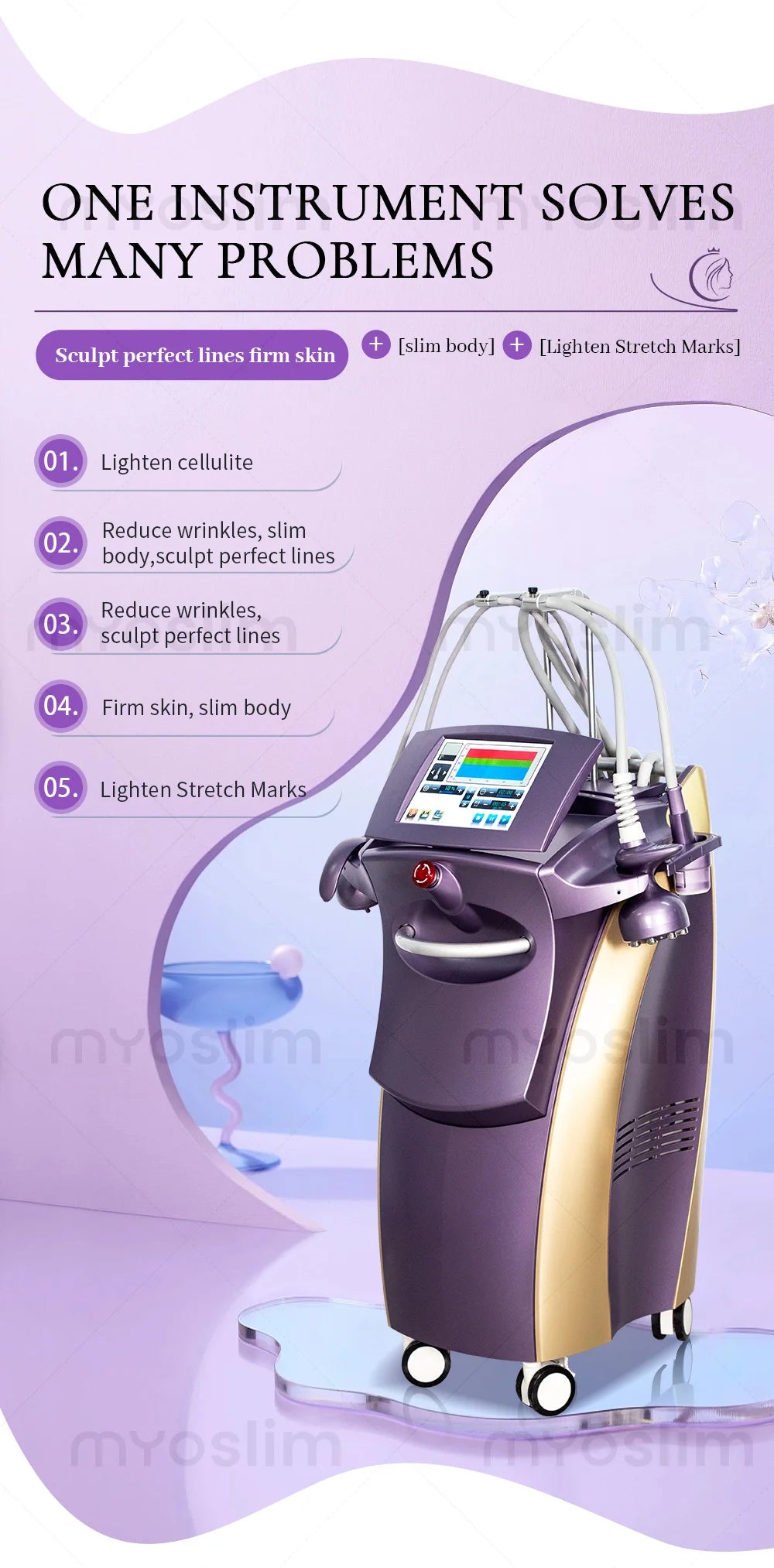4D Cavitation Beauty Machine for Body Sculpting, Wrinkle Reduction, Contour Refining, Stretch Mark Fading and Cellulite Removal