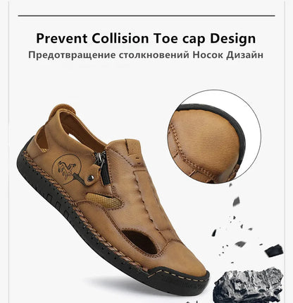 New Summer Breathable Men Sandals Fashion Roman Sandals Handmade Leather Men Casual Shoes Platform Outdoor Men's Beach Sandals