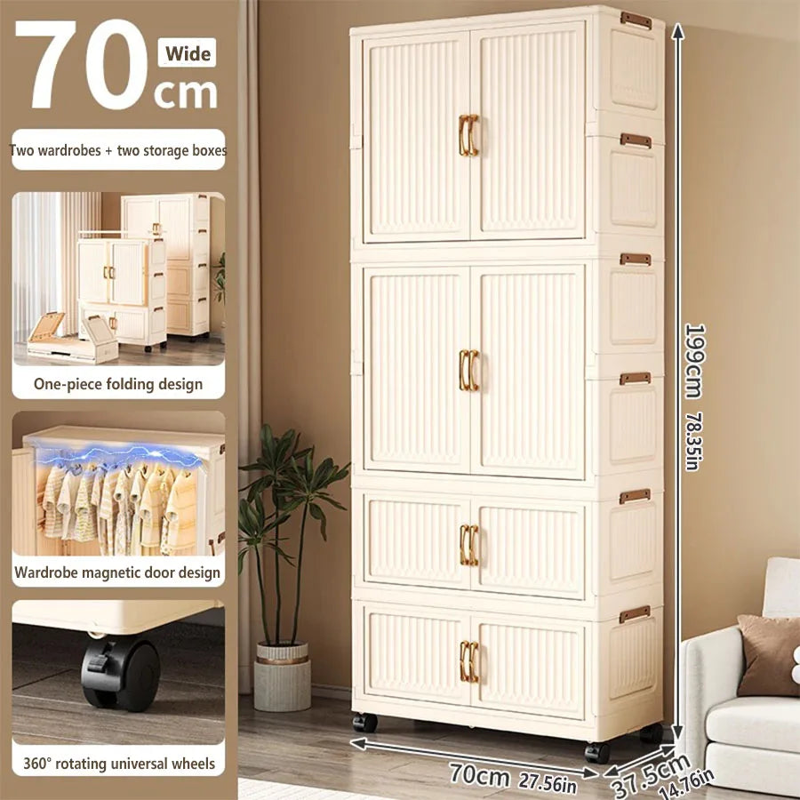 Large Capacity Dustproof Wardrobe Sundries Cabinet Multifunction Folding Storage Cabinet Locker Closet Organizer