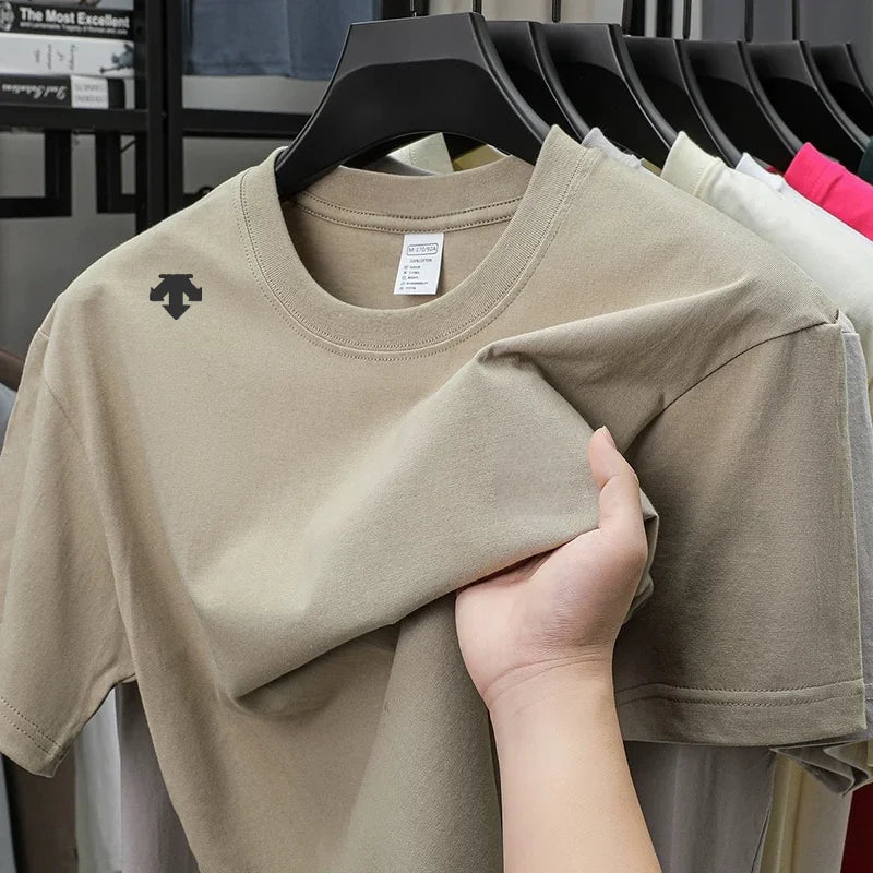 High end sports men's round neck short sleeved T-shirt brand embroidered top summer new 100% cotton comfortable casual T-shirt