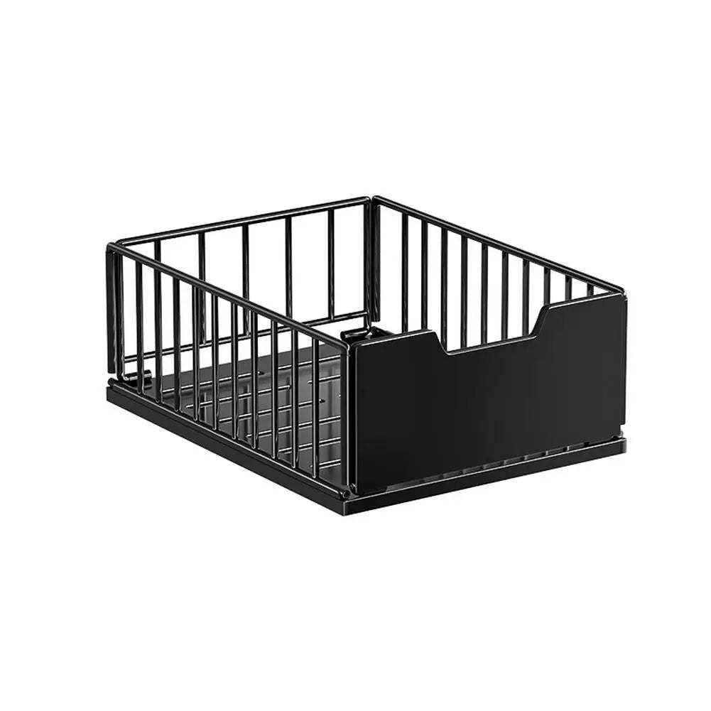 Pull Out Cabinet Organizer, Carbon Steel Foldable Slide Out Drawers Storage Rack For Kitchen Cabinets Bathroom Cabinet Organizer