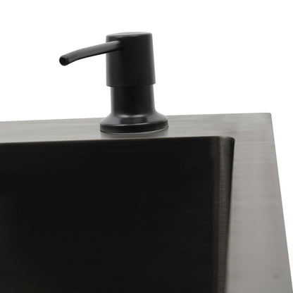 Stainless Steel Kitchen Sink with Draining Basket Soap Dispenser Utility Sink and Drainer with Efficient for Home Kitchen