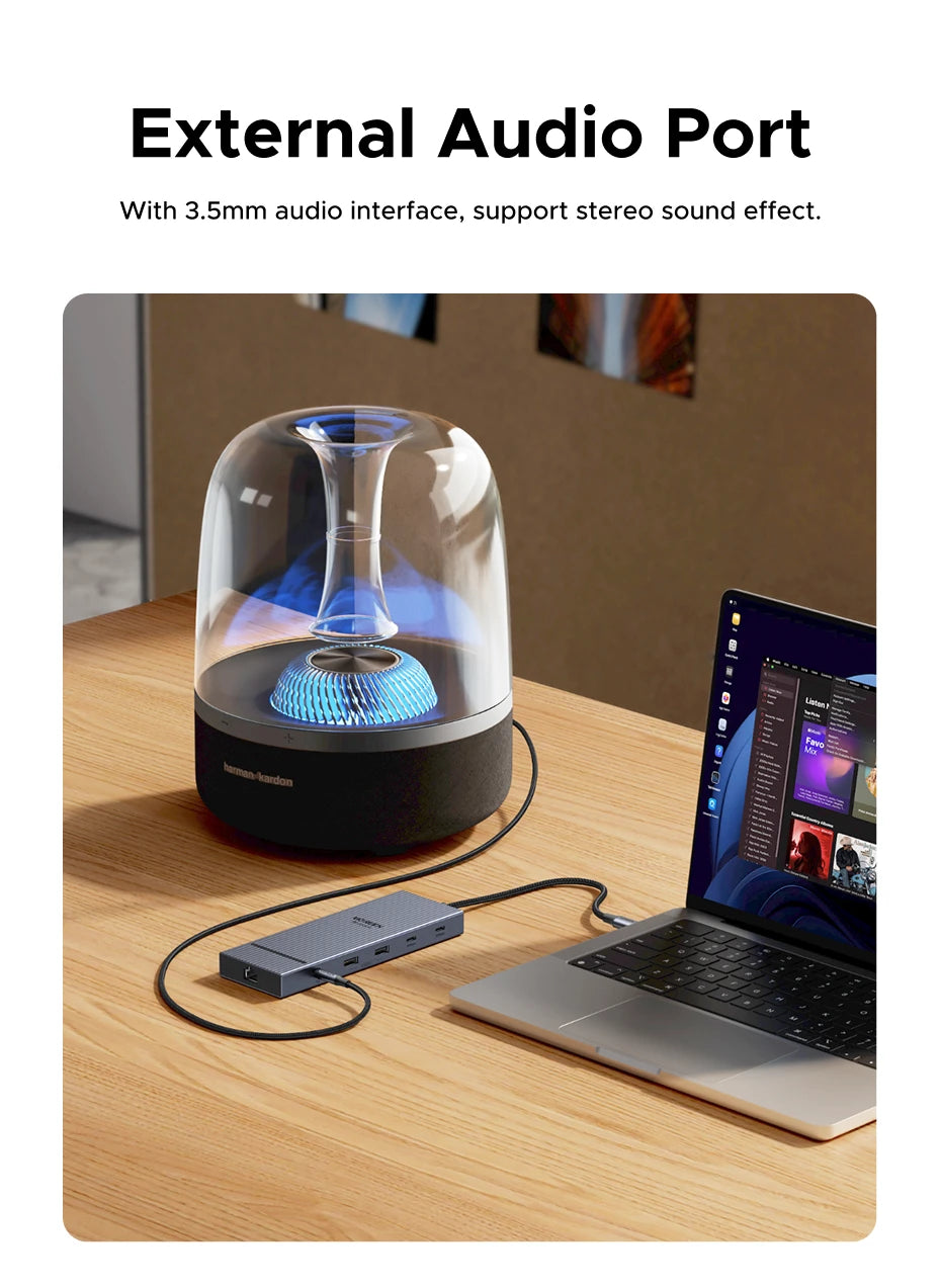 UGREEN 12-in-1 USB HUB Type-C to 2HDMI 4K120Hz DP USB3.2 10Gbps SD/TF RJ45 PD100W for MacBook Dell HP Laptop Accessories Docking