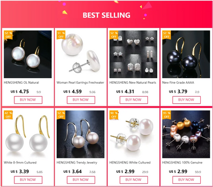 HENGSHENG OL Natural Freshwater 11-13mm White Button Shape Baroque Pearl Earring 925 Sterling Silver Ear Hook Jewelry for Women