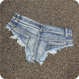 Low-Rise Stretch Denim Shorts