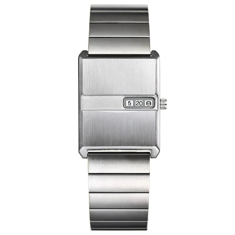 Square Sports Watch for Men Silver Stainless Steel Strap Luxury Brand New in Men's Watches High Quality Gifts Quartz Watch