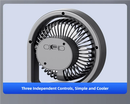TINSOL New Portable USB Rechargeable Three-Head Fan – 360° Circulation, 5-Speed Wind, Dormitory and Outdoor Desktop Fan