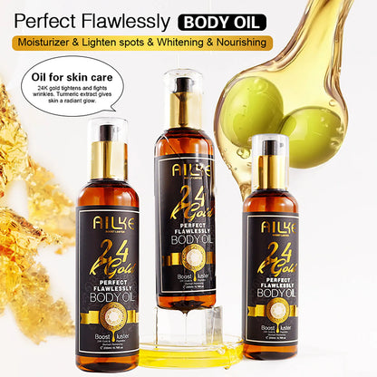 AILKE 24K Whitening Skin Set, Lightening, Remove Black Spots, Melanin, Stains, Even Skin Tone, Moisturizing, for All Skin Types