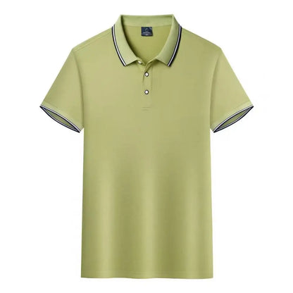 Summer men's 100% polyester fashion Milan print casual knight stripe lapel short-sleeved shirt polo shirt top