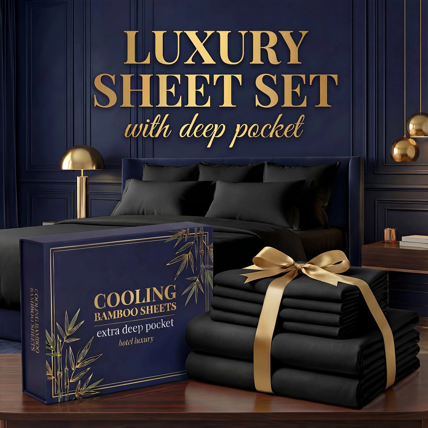 3pcs/ 4pcs Bamboo Cooling Bed Sheet Set -14"Deep Pocket, Shrink-Resistant, Fade-Resistant, Skin-Friendly Bedding Set With 1or2 Pillowcases, 1 Flat Sheet, 1 FittedSheet, Cozy Comfort
