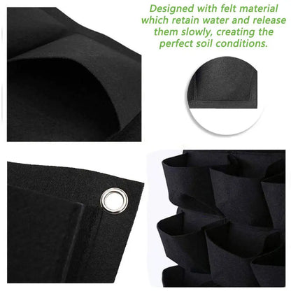 64 Pockets  Hanging Planter Bags, Wall Mounted Planting Grow Bags For Garden Outdoor Indoor Gardening Greening Flower Container