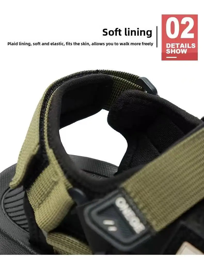 A Pair of New Summer Wear-Resistant Men's Sandals, Breathable Casual Business Beach Shoes, Thick-Soled Non-Slip Soft-Soled Shoes