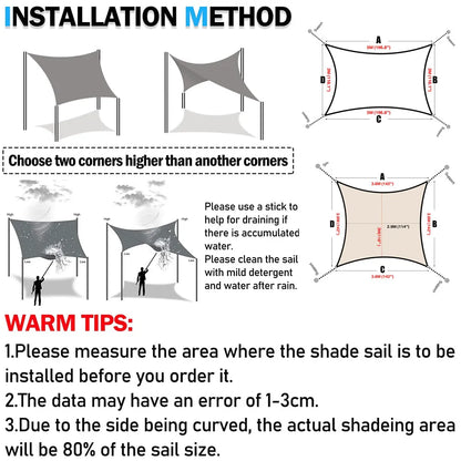 2x3/3x4/4x5/5x6M Sun Shade Sail Waterproof Outdoor Square Rectangle Garden Patio UV Block Party Canopy Pool Camp Awning Shelter