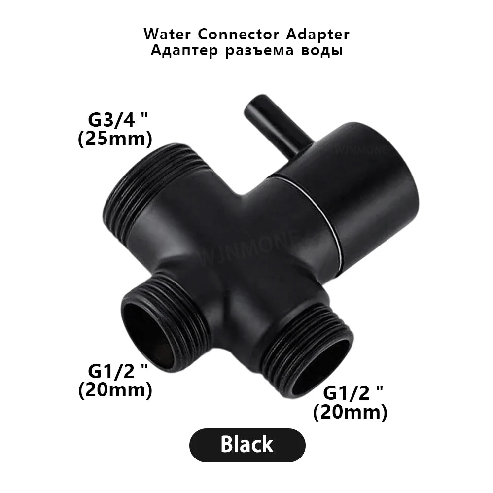 Black Shower Column Set Bathroom Accessories 3 Way Water Diverter Valve Bathtub Mixer Showers Faucet Pressurization Shower Head