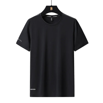 High-Quality Ice Silk T-Shirts Men Plus Size 8XL Male Tshirt Fat Man Tee Shirt Breathable Wearing Tee Tops Running Fast Shipping