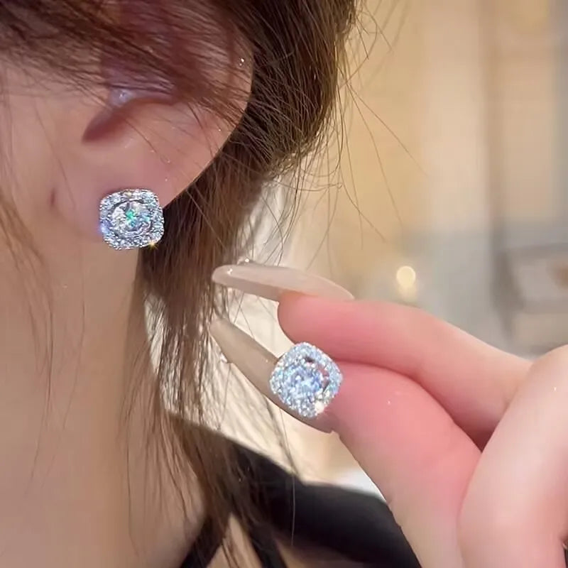 HOT Moissanite S925 Sterling Silver Stud Earrings For Women And Men With 2 Certificates Pass Diamond Test Pen Fine Jewelry