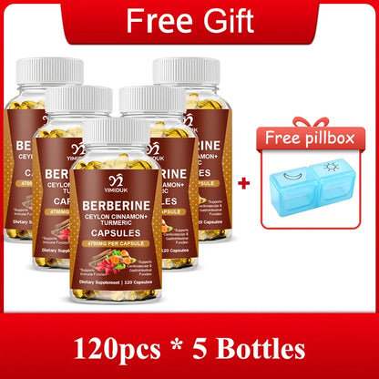 Yimiduk Berberine Capsules, with Ceylon Cinnamon, for Weight Management Aid, Cardiovascular & Gastrointestinal & Brain Function