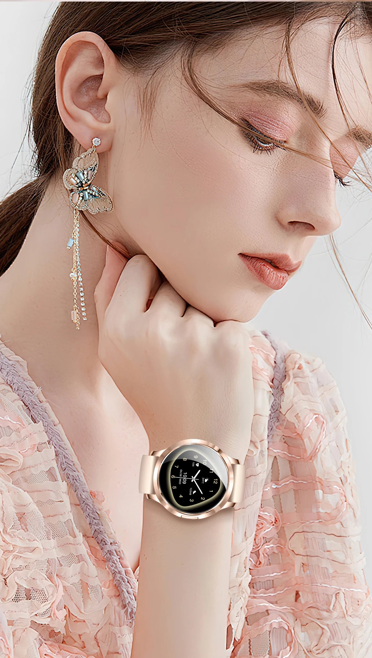 2026New Ultra-thin Women Smart Watch HD AMOLED Full Touch Screen Bluetooth Call Blood Pressure IP68 Waterproof NFC 7.3mm bracele